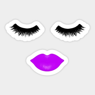 Purple Lips and Eyelashes Sticker